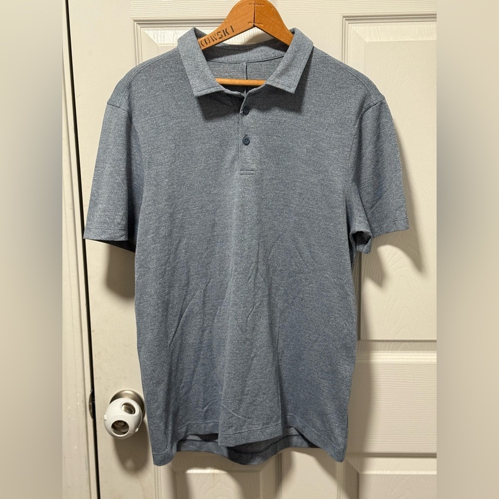 Lululemon Polo Shirt Men Small Blue Gray Evolution Performance Stretch Golf